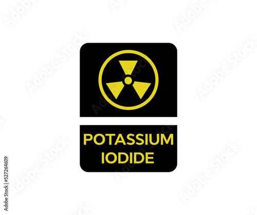 Nuclear Acciden, potassium iodide logo design.Potassium iodide for use in case of radioactive contamination vector design and illustration.