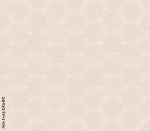 Luxury hexagon minimal design. Light color geometric shapes on soft pink background. Abstract seamless pattern. 