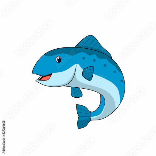 Salmon fish cartoon isolated on white