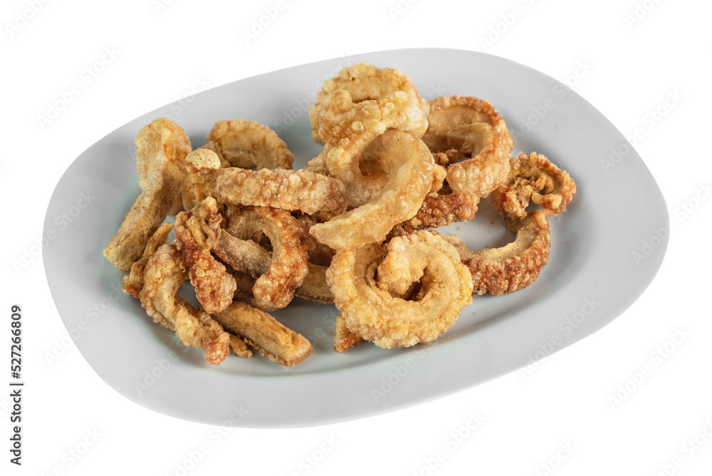 pork scratching or pork crackling on dish pork scratching or pork crackling on dish