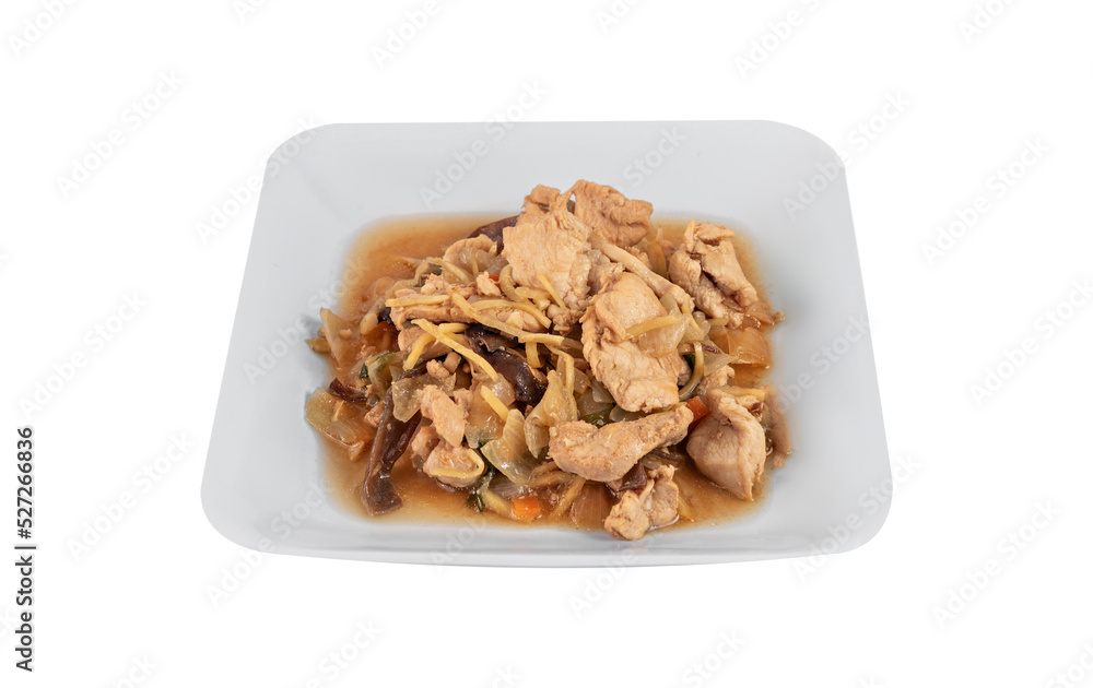 stir-fried chicken with ginger and mushroom stir-fried chicken with ginger and mushroom
