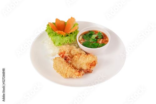 crispy fried shrimp served with fresh vegetable