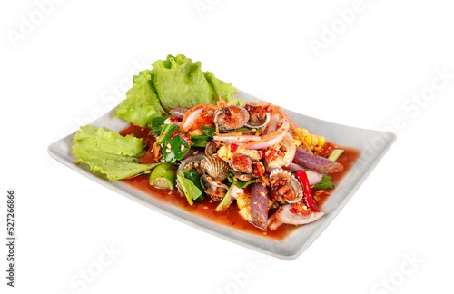 spicy seafood salad on dish