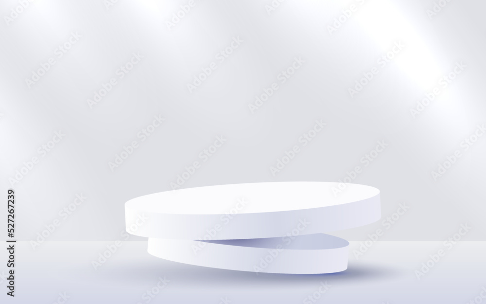 Abstract scene background. Cylinder podium on white background. Product presentation, mock up, show cosmetic product, Podium, stage pedestal or platform. Vector illustration Abstract scene background. Cylinder podium on white background. Product presentation, mock up, show cosmetic product, Podium, stage pedestal or platform. Vector illustration