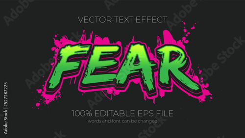 fear editable text effect style, EPS editable text effect