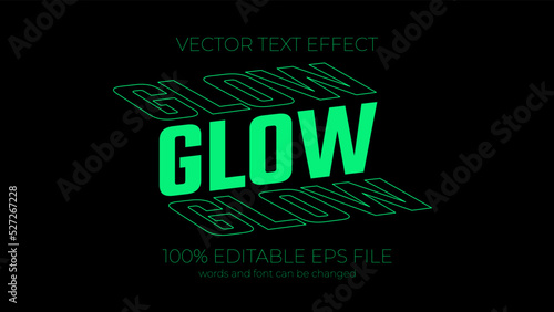 editable glow text effect style, EPS editable text effect