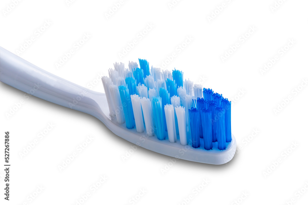 Closeup of blue soft tooth brush isolated on white background with clipping path. Closeup of blue soft tooth brush isolated on white background with clipping path.