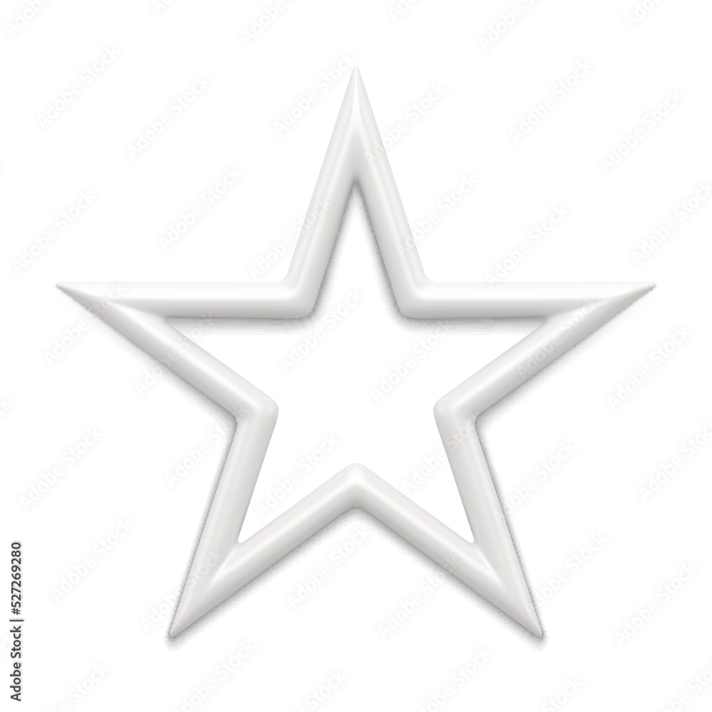 Five pointed white star 3d vector illustration Five pointed white star 3d vector illustration