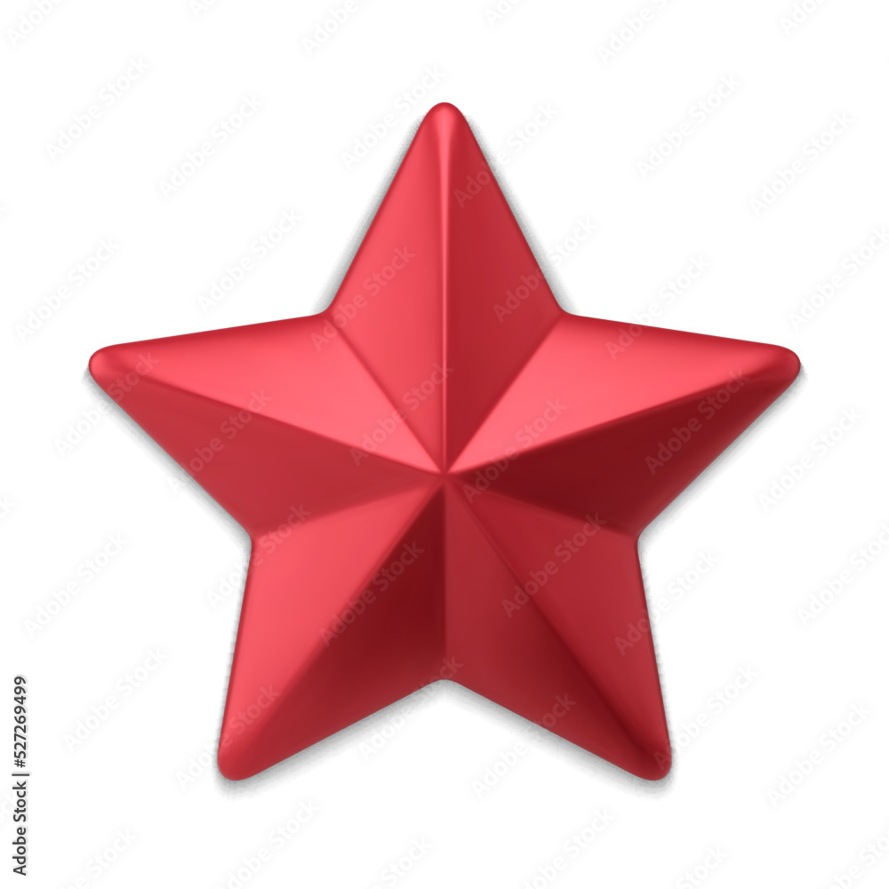 Red realistic five pointed star 3d vector illustration Red realistic five pointed star 3d vector illustration