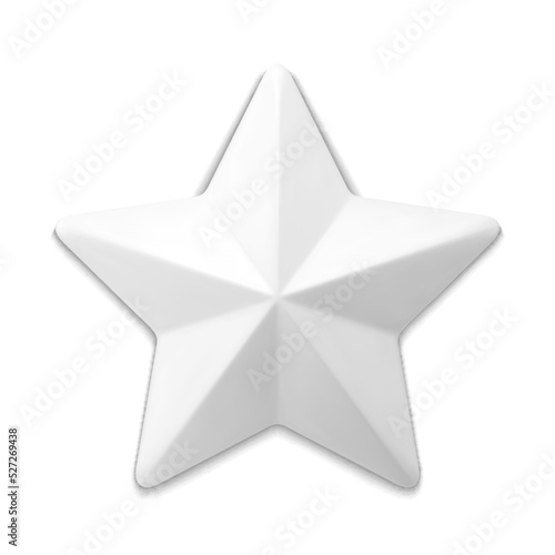 Five pointed white star 3d vector illustration