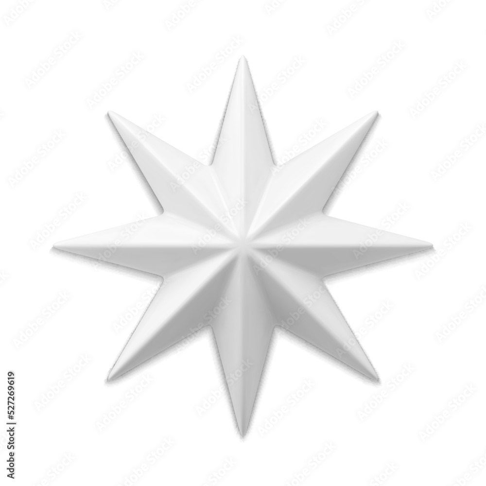 White star 3d Christmas decorative design vector illustration White star 3d Christmas decorative design vector illustration