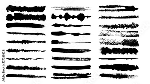 set of black and white strokes and brushes