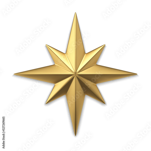 Golden star metallic surface 3d template vector illustration