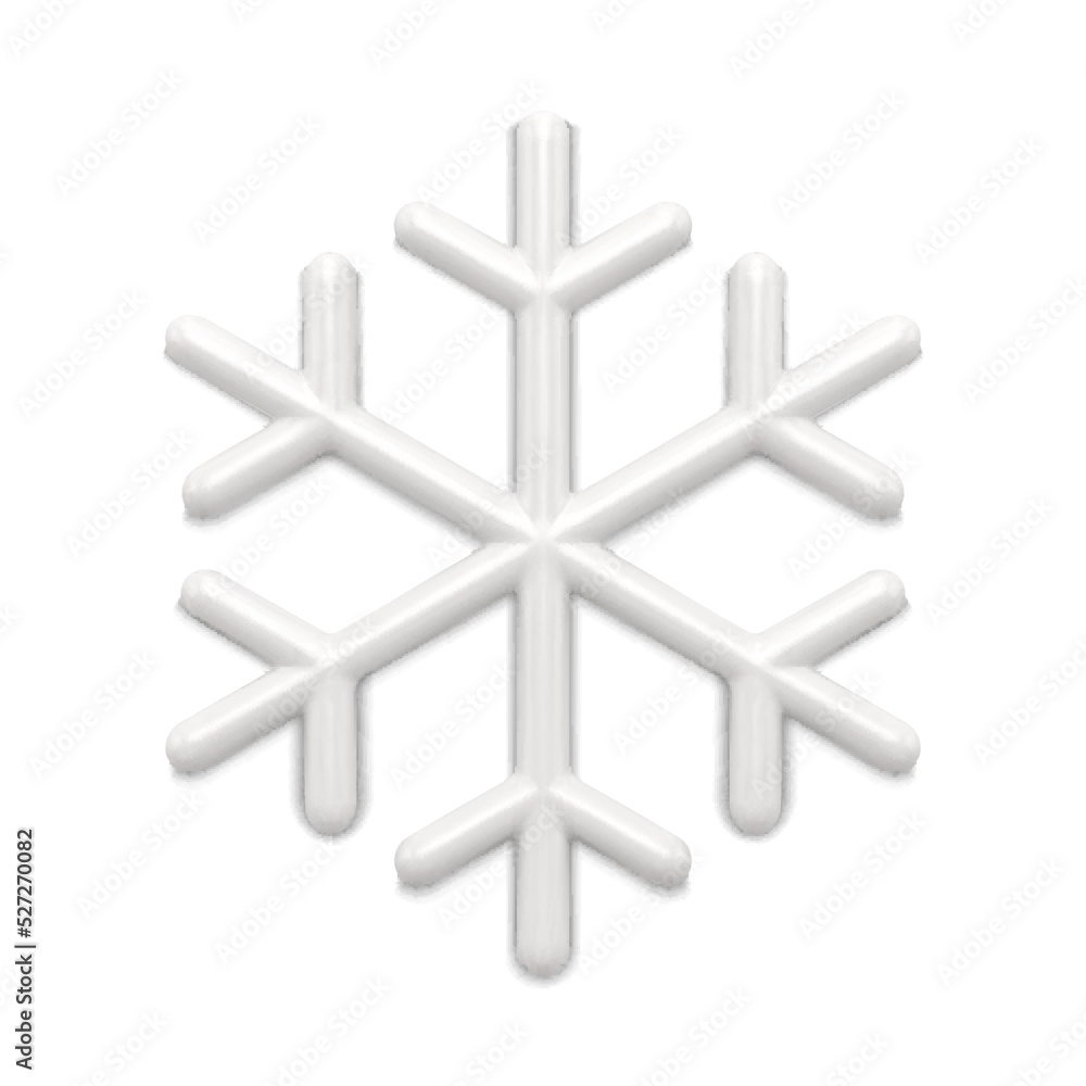 Ornamental white snowflake 3d realistic vector illustration Ornamental white snowflake 3d realistic vector illustration