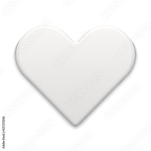White heart shape toy 3d realistic vector illustration