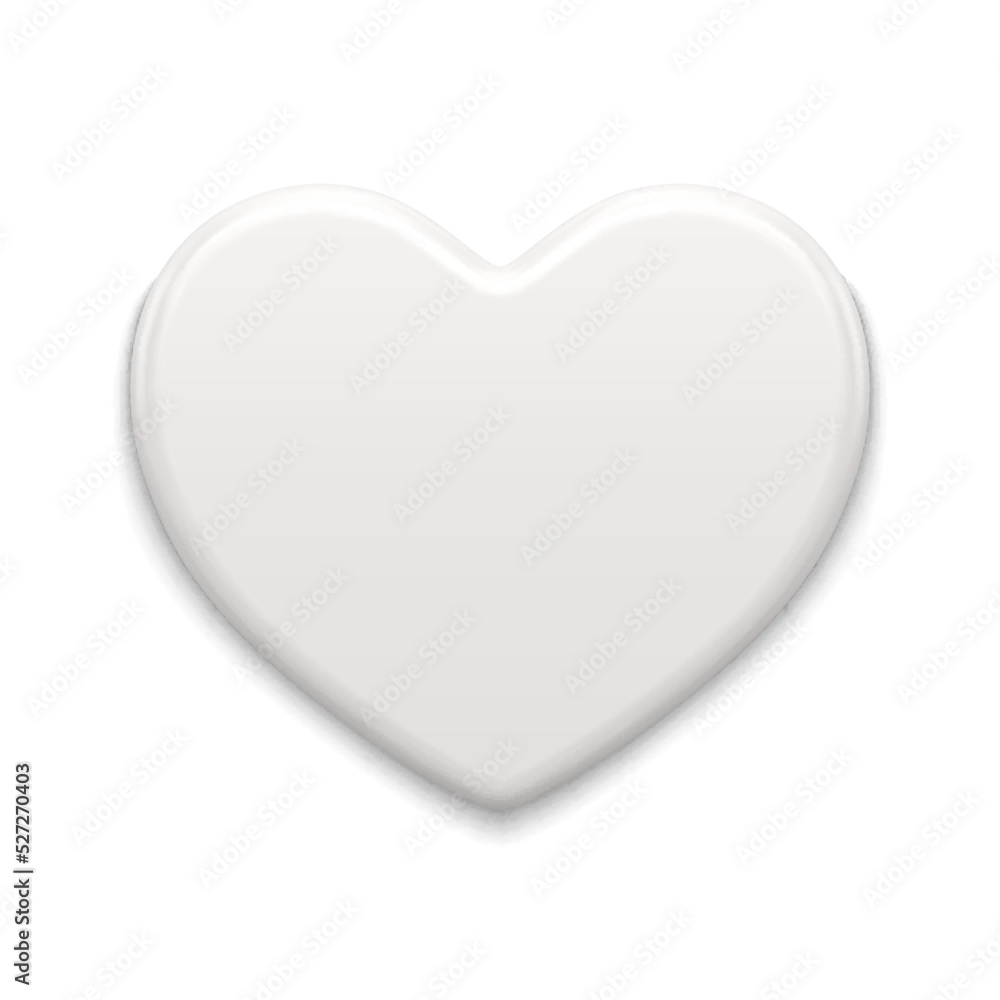 White heart shape toy 3d realistic vector illustration White heart shape toy 3d realistic vector illustration