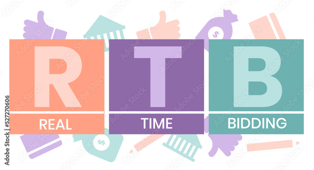 RTB - Real-time bidding, acronym business concept background