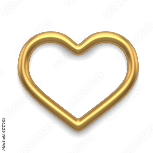 Cute golden heart shape 3d realistic vector illustration