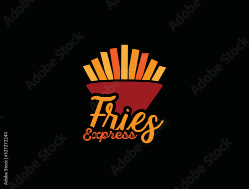 Golden French Fries Takeaway Illustration Vector