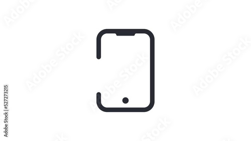 Animated linear phone icon with repost arrow. Repost files from phone concept icon design. 