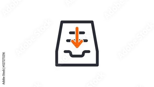 Animated linear archive icon with arrow. Add file to archive concept icon design. Archiving files icon for web.