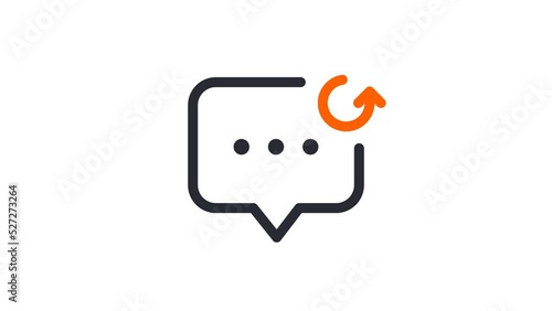 Animated linear speech bubble with restart sign. Refresh mailbox contents concept icon design. Message folder restart icon for web. photo