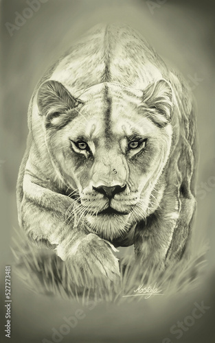Lioness stealth digital painting