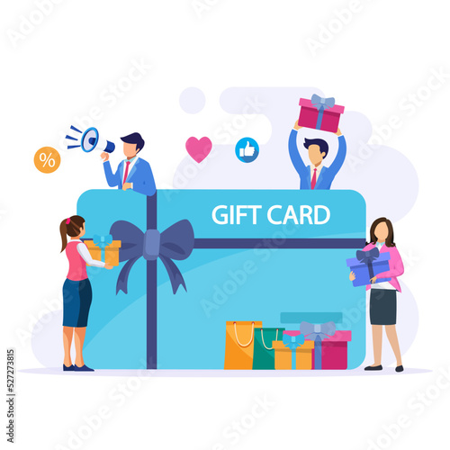 Gift card vector concept. Gift card and promotion strategy  gift voucher  discount coupon and gift certificate concept.