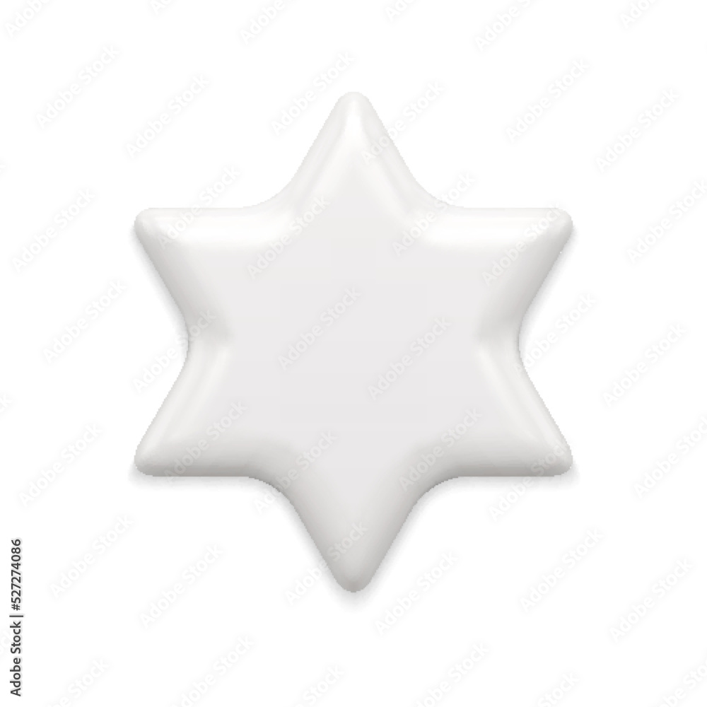 Realistic tender white glossy six pointed classic star shape 3d template vector illustration Realistic tender white glossy six pointed classic star shape 3d template vector illustration