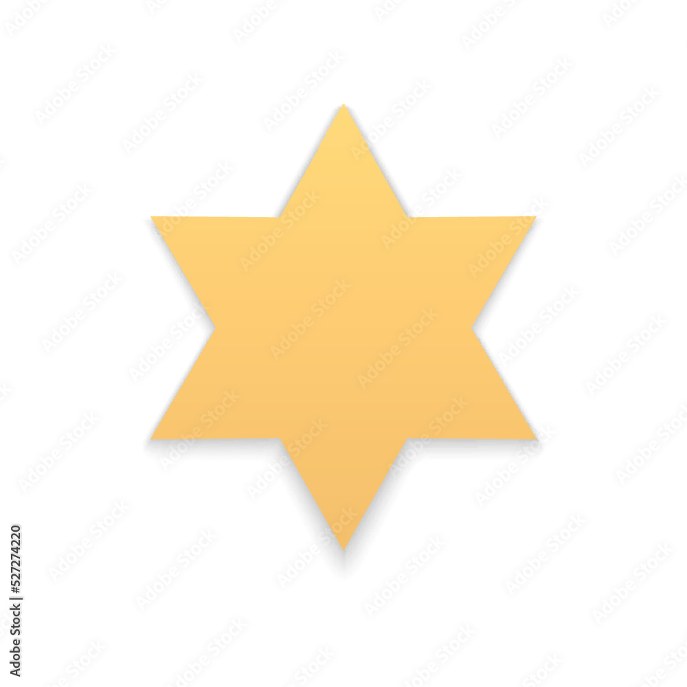 Obraz premium Realistic golden matte six pointed asterisk with shadow insignia award religious design vector