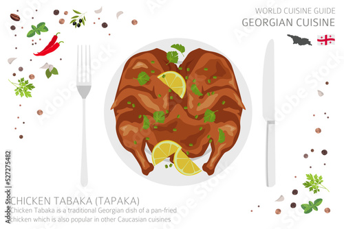 World cuisine guide. Georgian cuisine. Khachapuri bread isolated on white, infograpic