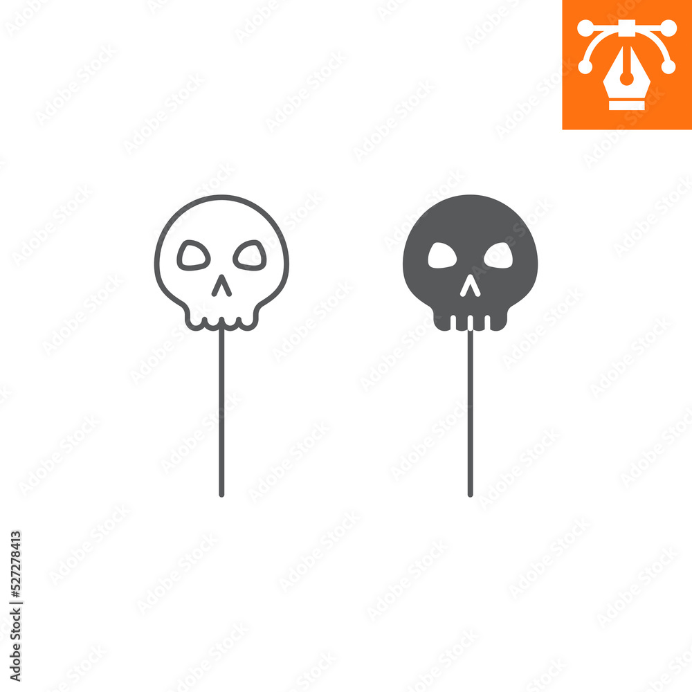 Halloween lollipop line and solid icon, outline style icon for web site or mobile app, halloween and sweets, candy skull vector icon, simple vector illustration, vector graphics with editable strokes. Halloween lollipop line and solid icon, outline style icon for web site or mobile app, halloween and sweets, candy skull vector icon, simple vector illustration, vector graphics with editable strokes.