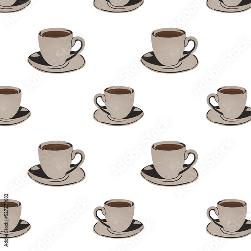 Cup of coffee pattern isolated on white background.