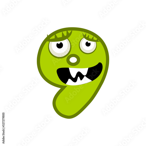 Cartoon Character Number One Monster, png numerical 9