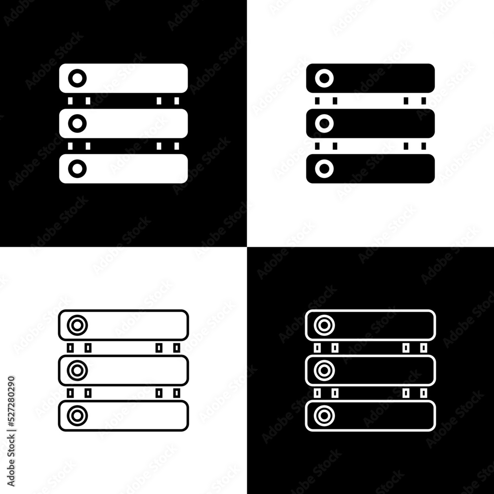Set Server, Data, Web Hosting icon isolated on black and white background. Vector Set Server, Data, Web Hosting icon isolated on black and white background. Vector