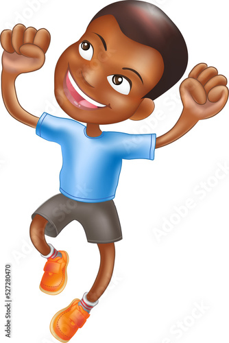 Young boy jumping for joy