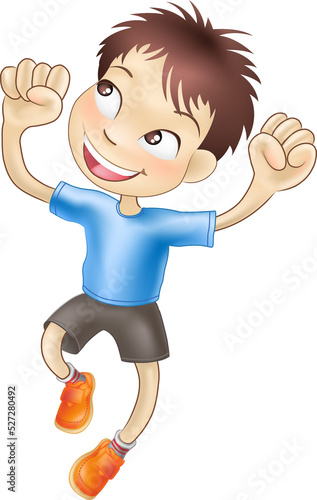 Young boy jumping for joy