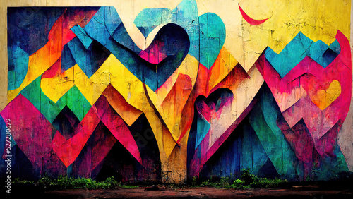 Colorful spray paint graffiti wall as background texture photo