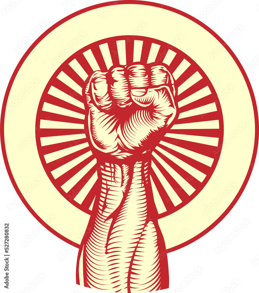 Soviet Propaganda Poster Style Fist Vector Illustration Cartoondealer