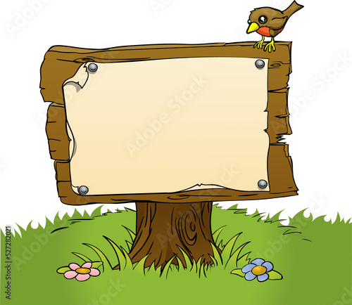 a rustic wooden sign