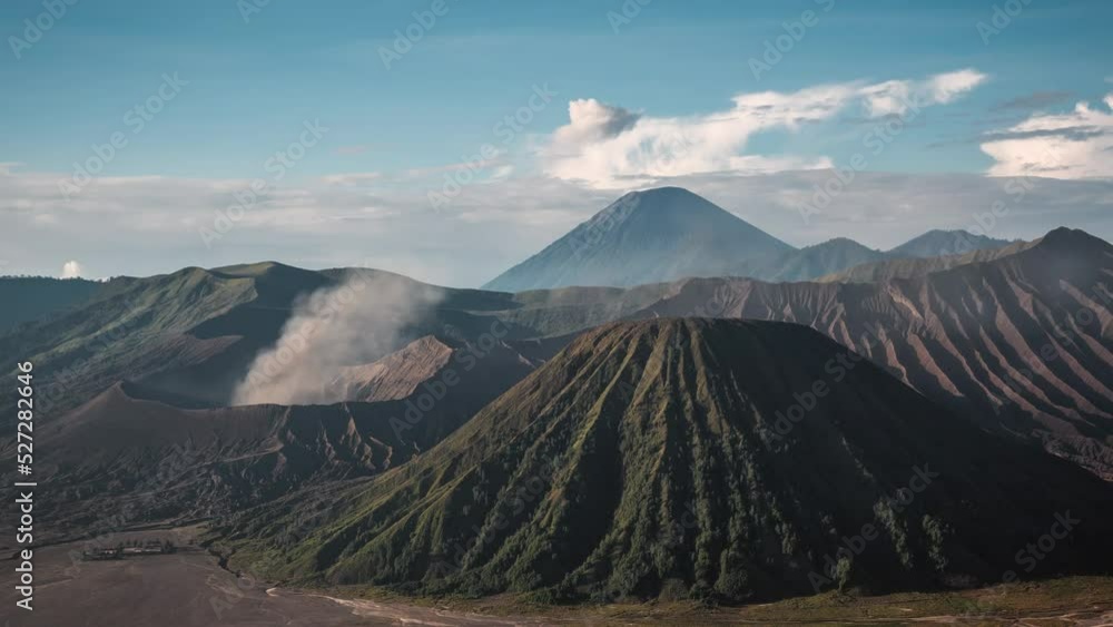 Time lapse view of natural landmark Mount Bromo volcano in East Java, Indonesia. Time lapse view of natural landmark Mount Bromo volcano in East Java, Indonesia.