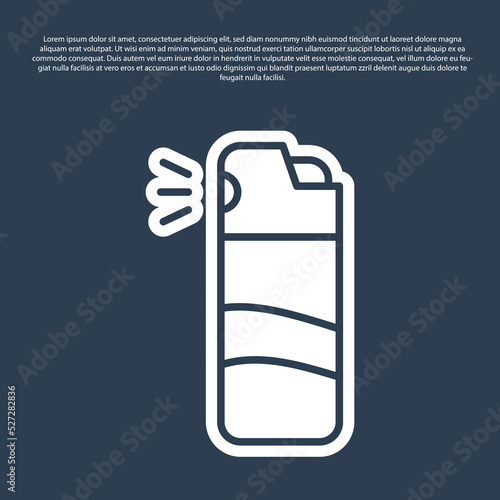 Blue line Pepper spray icon isolated on blue background. OC gas. Capsicum self defense aerosol. Vector