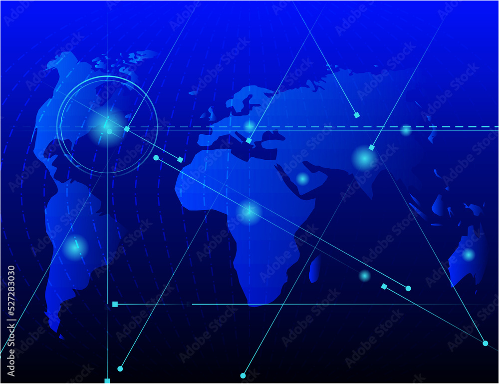 World map with information technology movements design vector World map with information technology movements design vector