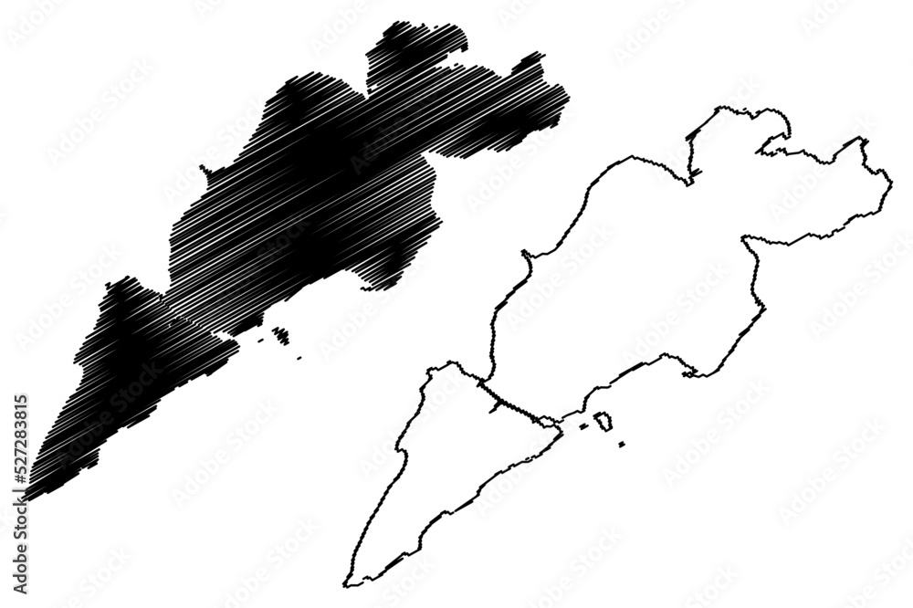 Guanaja island (Republic of Honduras, Cenrtal America, Caribbean islands) map vector illustration, scribble sketch Bonacca or Low Cay or The Cay map