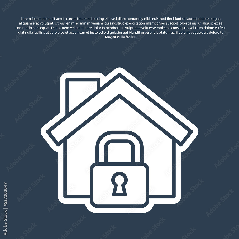 Blue line House under protection icon isolated on blue background. Home and lock. Protection, safety, security, protect, defense concept. Vector Blue line House under protection icon isolated on blue background. Home and lock. Protection, safety, security, protect, defense concept. Vector