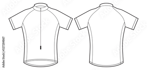 Cycle jersey. Cycling shirt, cyclist shirt sport wear protection equipment vector illustration. Uniform.