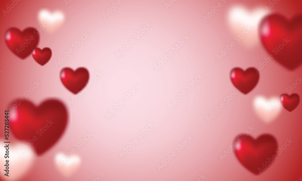 Realistic 3d hearts on a pink background. Vector illustration, background on a pink background