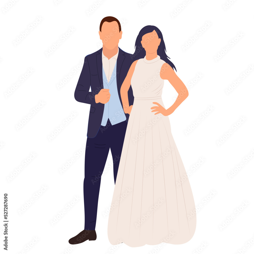 bride and groom in flat style bride and groom in flat style