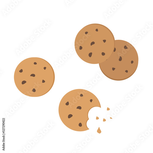 cookies with chocolate pieces on a white background