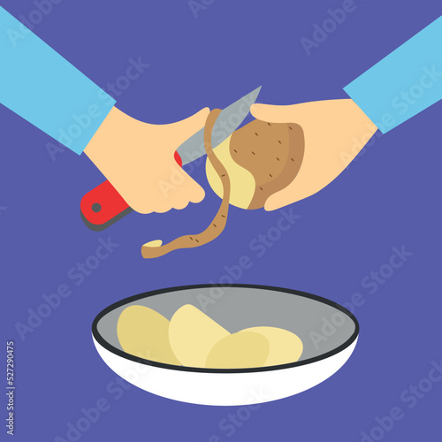 peel potatoes in a bowl